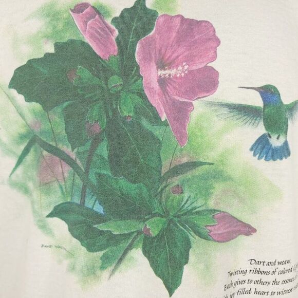 Hummingbird T Shirt Vintage 90s Nature Tee David Wenzel Art Illustrator Mens - Picture 2 of 8